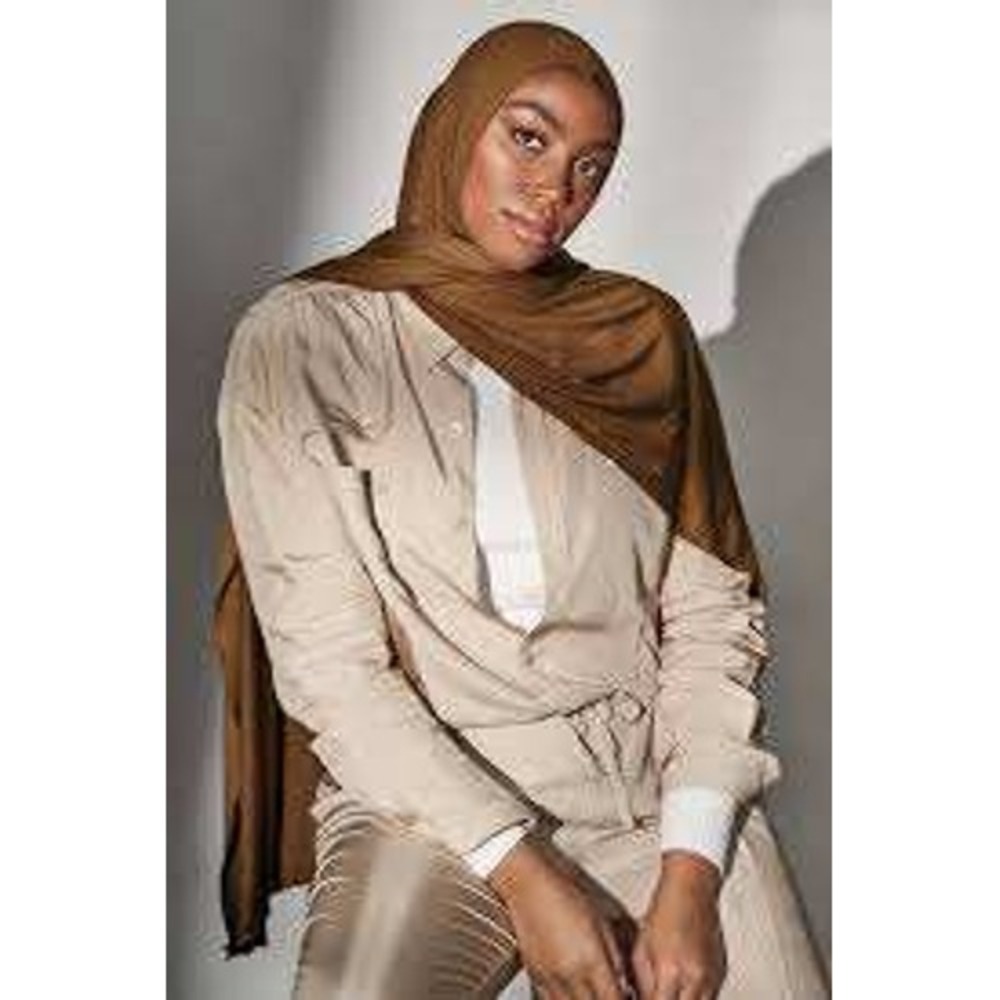Haute Hijab premium Camel Brown‎ Viscose Lycra Jersey Wrap Scarf Made in UAE